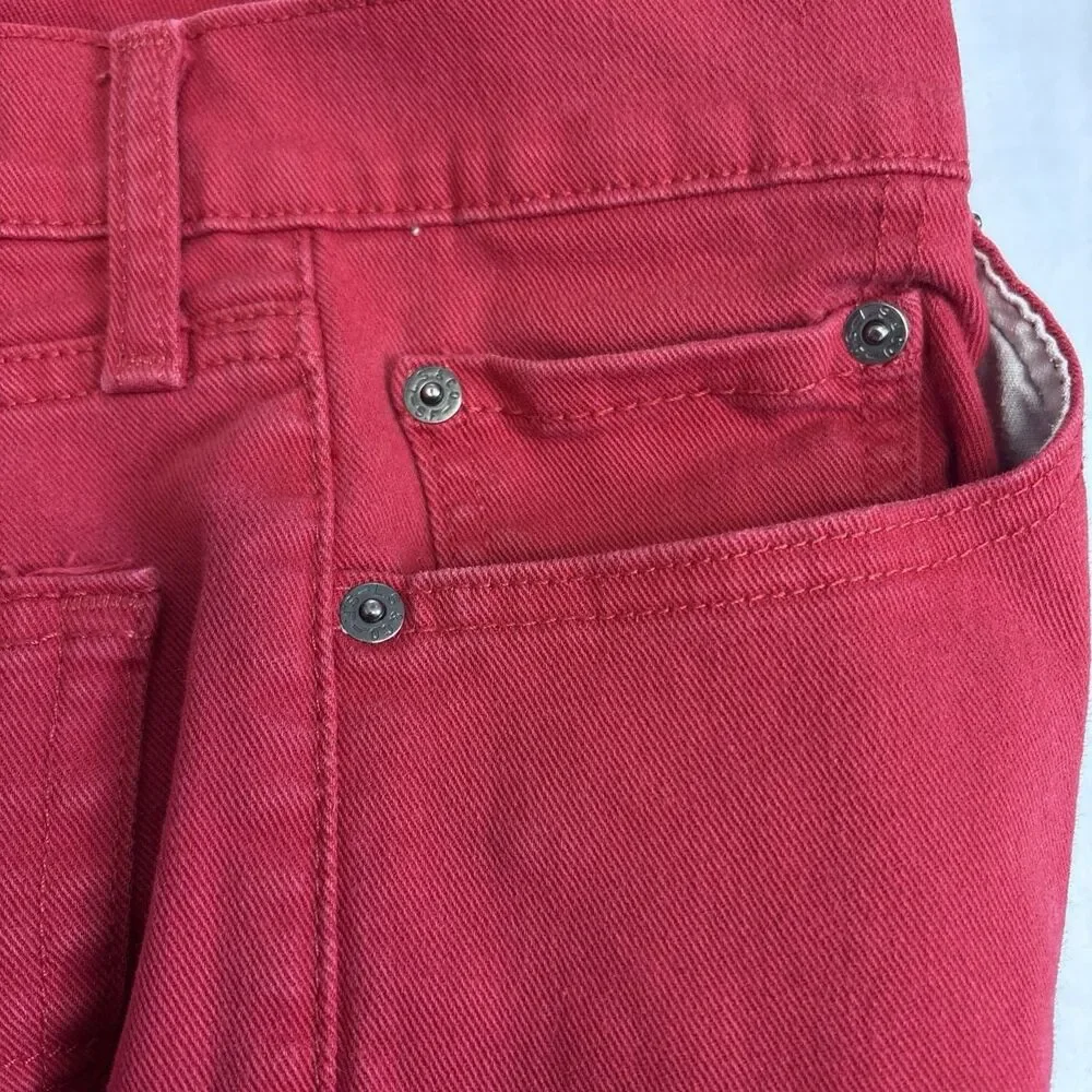 Levis 511 Jeans 31x32 Mens Red Maroon Denim Slim Tapered Medium Wash